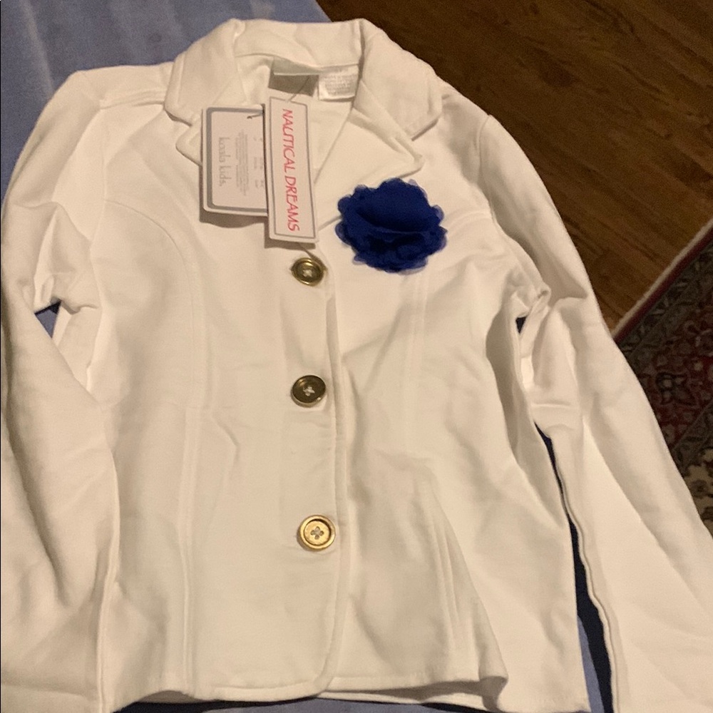 White Kids Jacket with Blue Accent